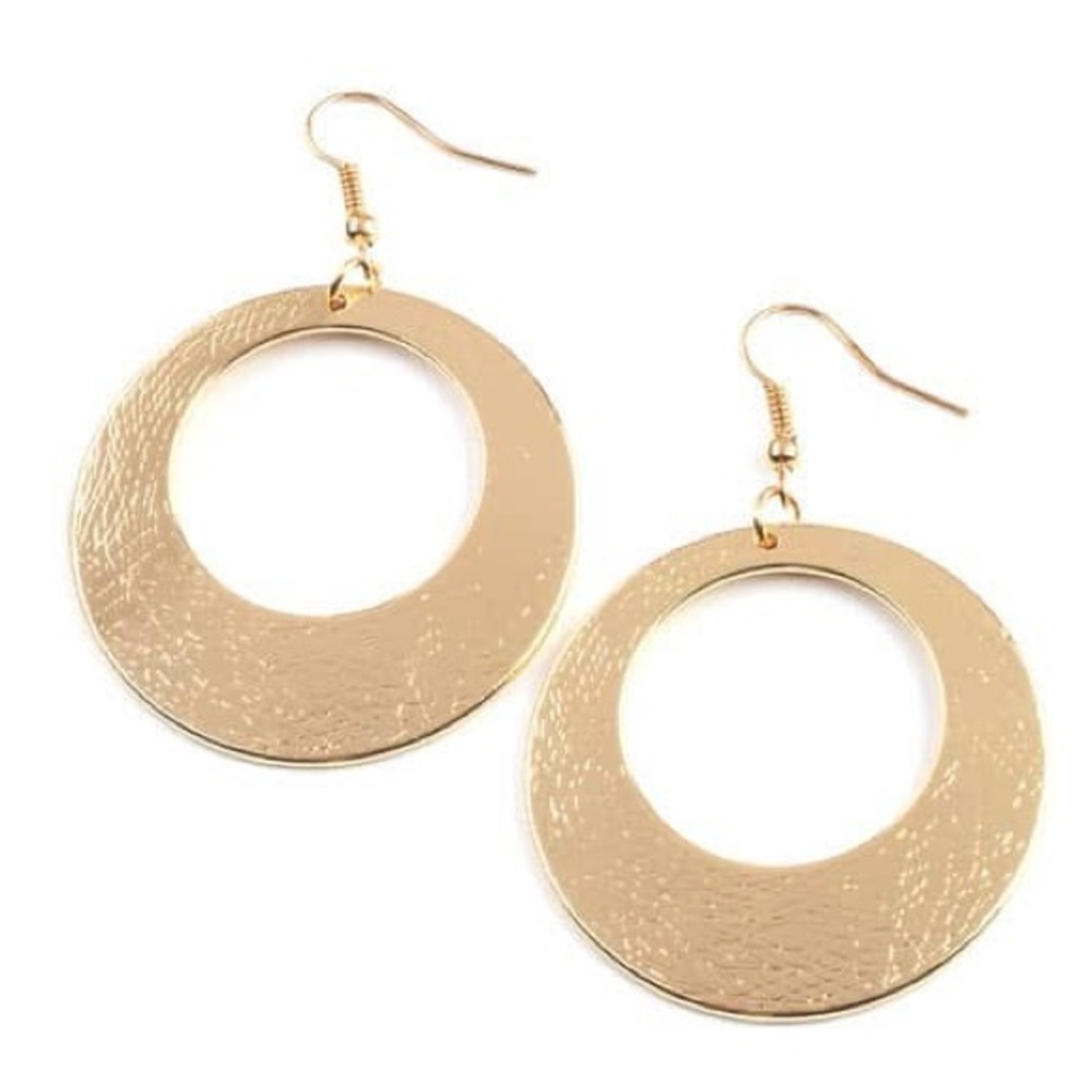 Matte brushed gold flat hoop earrings